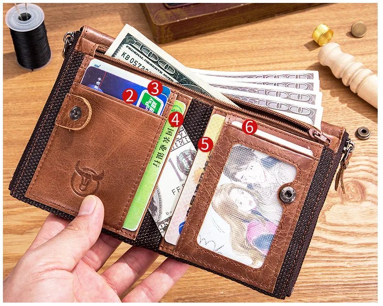 BULLCAPTAIN Retro Leather Men's Wallet Leather Zipper Buckle Short Money Wallet Card Holder Coin Purse RFID Wallet QB06 BULLCAPTAIN Retro Leather Men's Wallet Leather Zipper Buckle Short Money Wallet Card Holder Coin Purse RFID Wallet QB06