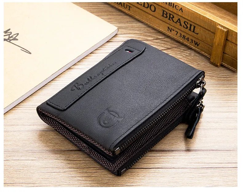 BULLCAPTAIN Retro Leather Men's Wallet Leather Zipper Buckle Short Money Wallet Card Holder Coin Purse RFID Wallet QB06 BULLCAPTAIN Retro Leather Men's Wallet Leather Zipper Buckle Short Money Wallet Card Holder Coin Purse RFID Wallet QB06