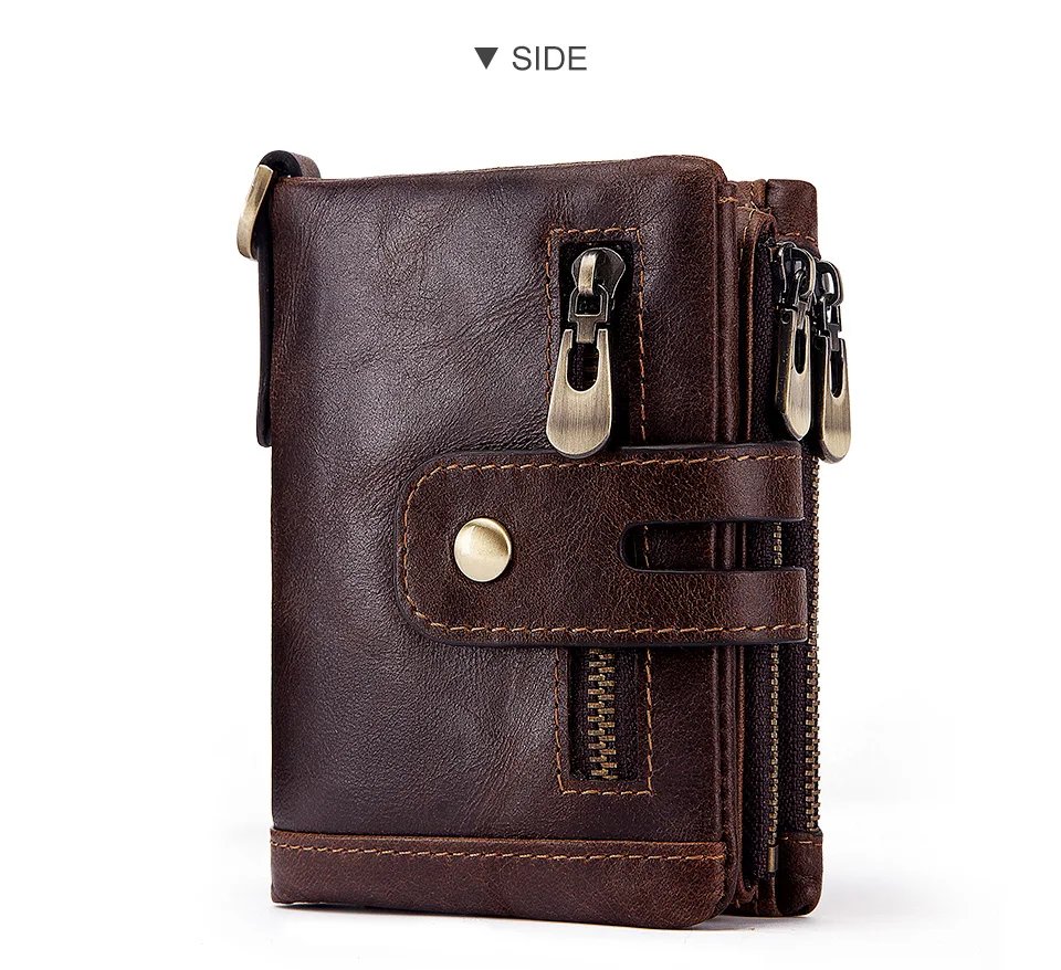 HUMERPAUL100% Genuine Cowhide Leather Wallet For Men Short RFID Money Purse Card Holder Double Zipper Bifold Coin Pocket HUMERPAUL100% Genuine Cowhide Leather Wallet For Men Short RFID Money Purse Card Holder Double Zipper Bifold Coin Pocket