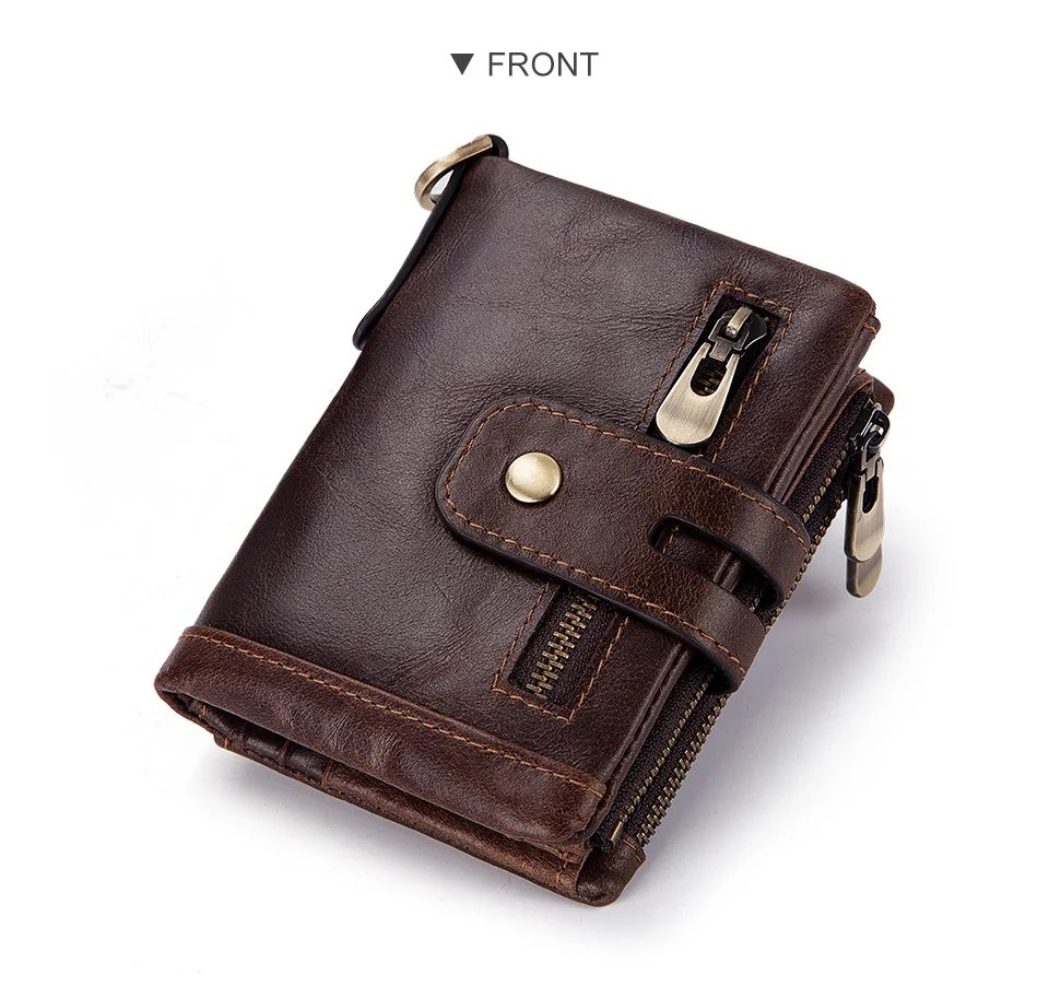 HUMERPAUL100% Genuine Cowhide Leather Wallet For Men Short RFID Money Purse Card Holder Double Zipper Bifold Coin Pocket HUMERPAUL100% Genuine Cowhide Leather Wallet For Men Short RFID Money Purse Card Holder Double Zipper Bifold Coin Pocket