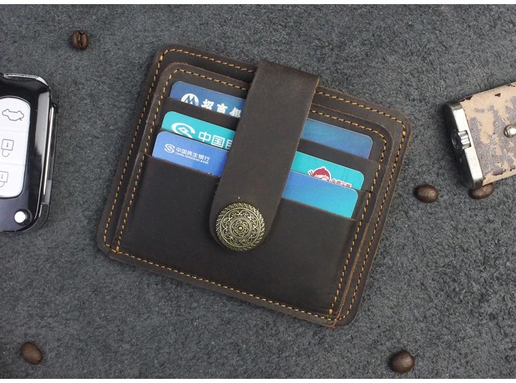 100% Genuine Leather Card Wallet For Men Women Handmade Cowhide Credit / ID Card Holder With Change Purse Cards Cover 100% Genuine Leather Card Wallet For Men Women Handmade Cowhide Credit / ID Card Holder With Change Purse Cards Cover