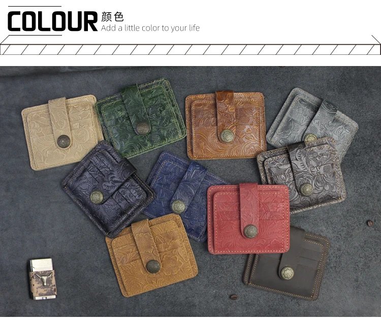 100% Genuine Leather Card Wallet For Men Women Handmade Cowhide Credit / ID Card Holder With Change Purse Cards Cover 100% Genuine Leather Card Wallet For Men Women Handmade Cowhide Credit / ID Card Holder With Change Purse Cards Cover