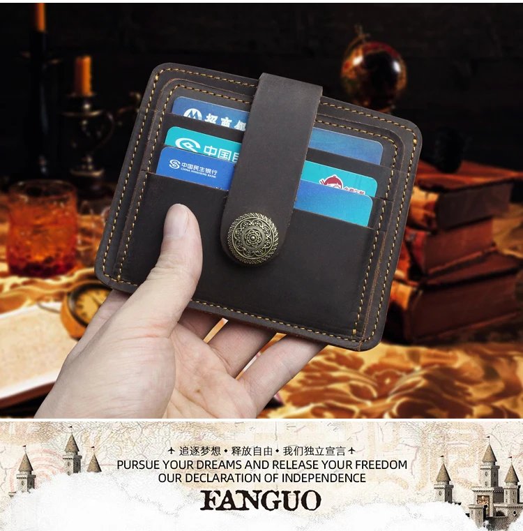 100% Genuine Leather Card Wallet For Men Women Handmade Cowhide Credit / ID Card Holder With Change Purse Cards Cover 100% Genuine Leather Card Wallet For Men Women Handmade Cowhide Credit / ID Card Holder With Change Purse Cards Cover
