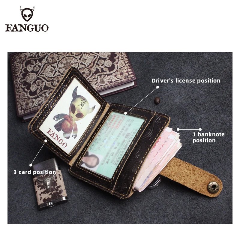 100% Genuine Leather Card Wallet For Men Women Handmade Cowhide Credit / ID Card Holder With Change Purse Cards Cover