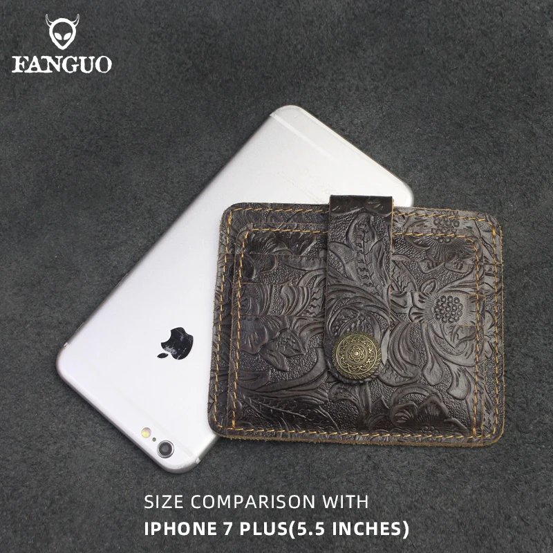 100% Genuine Leather Card Wallet For Men Women Handmade Cowhide Credit / ID Card Holder With Change Purse Cards Cover