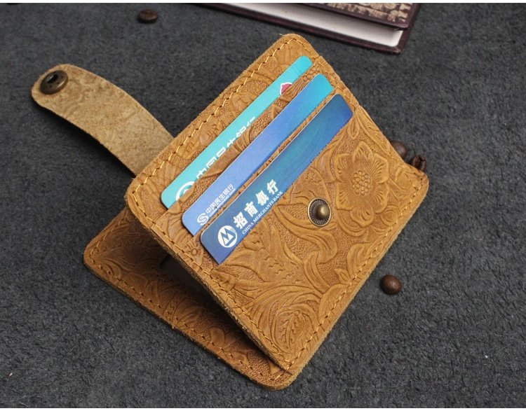 100% Genuine Leather Card Wallet For Men Women Handmade Cowhide Credit / ID Card Holder With Change Purse Cards Cover 100% Genuine Leather Card Wallet For Men Women Handmade Cowhide Credit / ID Card Holder With Change Purse Cards Cover