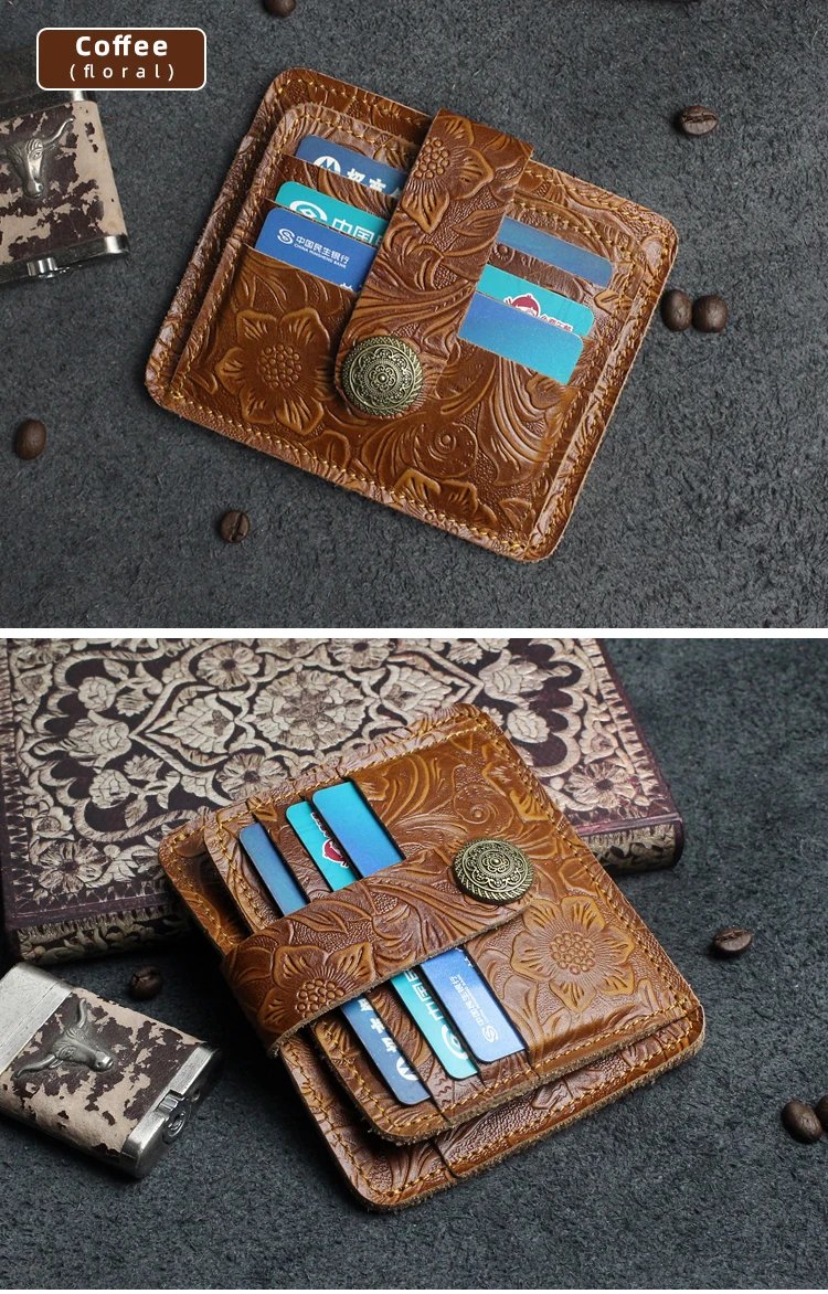 100% Genuine Leather Card Wallet For Men Women Handmade Cowhide Credit / ID Card Holder With Change Purse Cards Cover 100% Genuine Leather Card Wallet For Men Women Handmade Cowhide Credit / ID Card Holder With Change Purse Cards Cover