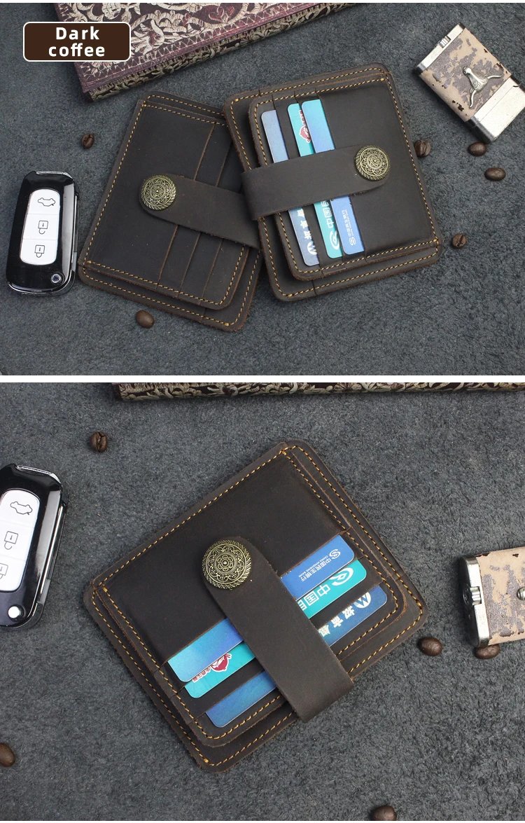 100% Genuine Leather Card Wallet For Men Women Handmade Cowhide Credit / ID Card Holder With Change Purse Cards Cover 100% Genuine Leather Card Wallet For Men Women Handmade Cowhide Credit / ID Card Holder With Change Purse Cards Cover