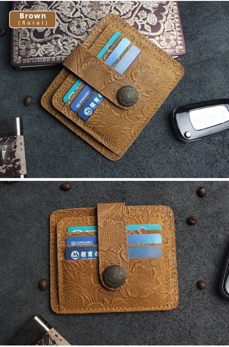 100% Genuine Leather Card Wallet For Men Women Handmade Cowhide Credit / ID Card Holder With Change Purse Cards Cover 100% Genuine Leather Card Wallet For Men Women Handmade Cowhide Credit / ID Card Holder With Change Purse Cards Cover