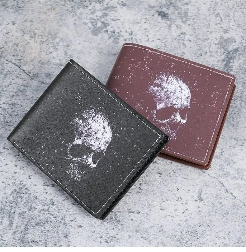 Bat Skull Print Short Wallet Retro Gothic Biker Bifold Card Holder Men Two Fold Coin Purse Casual Daily Use Leather Style Bat Skull Print Short Wallet Retro Gothic Biker Bifold Card Holder Men Two Fold Coin Purse Casual Daily Use Leather Style