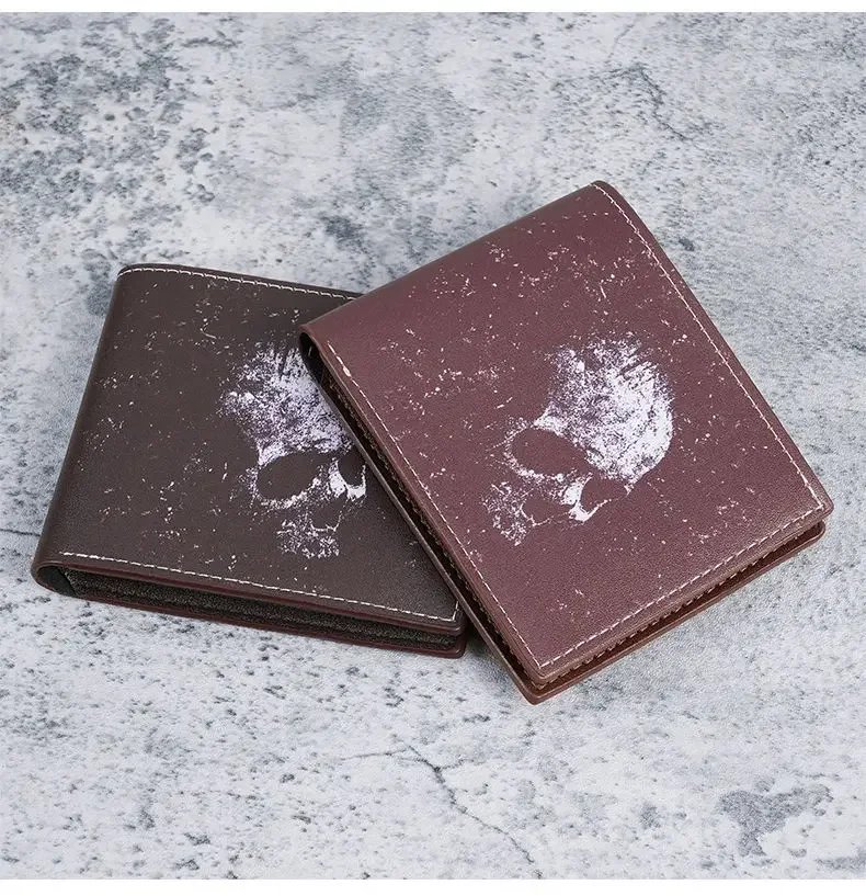 Bat Skull Print Short Wallet Retro Gothic Biker Bifold Card Holder Men Two Fold Coin Purse Casual Daily Use Leather Style Bat Skull Print Short Wallet Retro Gothic Biker Bifold Card Holder Men Two Fold Coin Purse Casual Daily Use Leather Style