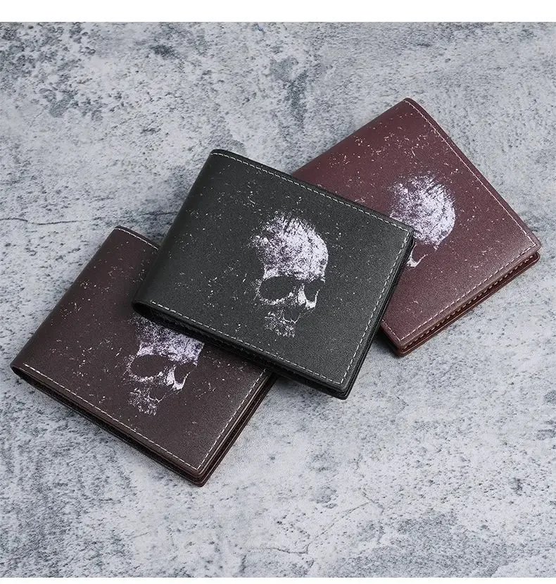 Bat Skull Print Short Wallet Retro Gothic Biker Bifold Card Holder Men Two Fold Coin Purse Casual Daily Use Leather Style Bat Skull Print Short Wallet Retro Gothic Biker Bifold Card Holder Men Two Fold Coin Purse Casual Daily Use Leather Style