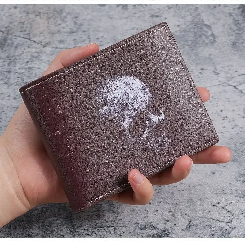 Bat Skull Print Short Wallet Retro Gothic Biker Bifold Card Holder Men Two Fold Coin Purse Casual Daily Use Leather Style Bat Skull Print Short Wallet Retro Gothic Biker Bifold Card Holder Men Two Fold Coin Purse Casual Daily Use Leather Style