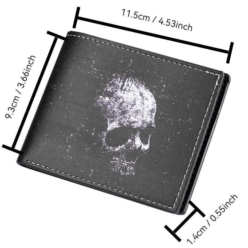 Bat Skull Print Short Wallet Retro Gothic Biker Bifold Card Holder Men Two Fold Coin Purse Casual Daily Use Leather Style Bat Skull Print Short Wallet Retro Gothic Biker Bifold Card Holder Men Two Fold Coin Purse Casual Daily Use Leather Style