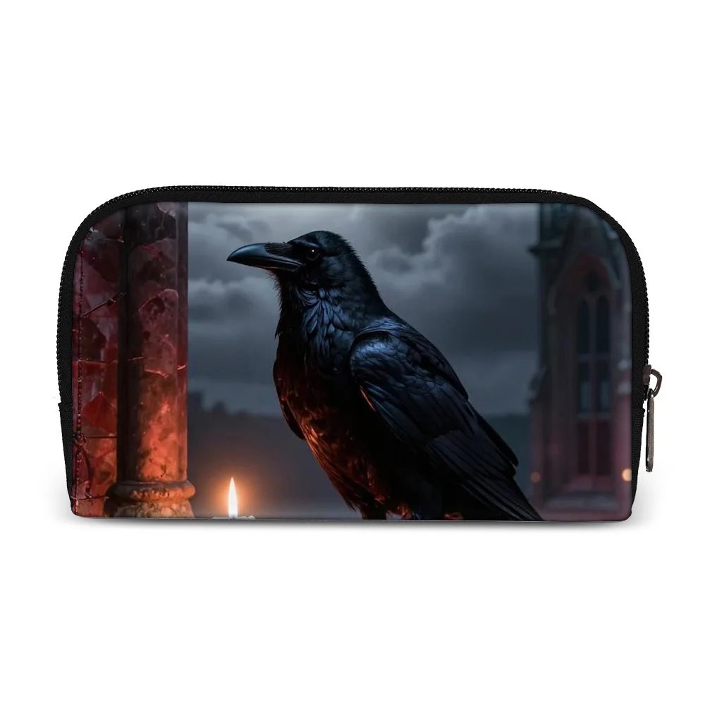 Vintage Black Gothic Bat,Cat Curiosity Pattern Wallets Portable Money Coin Purse Card Money Bags Storage Bag Headphone Bag