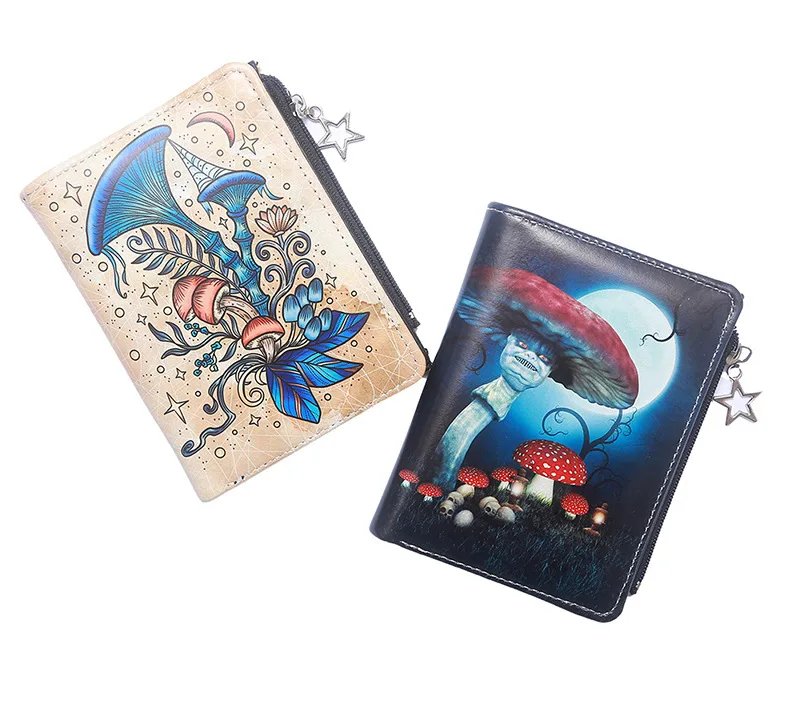 Skull Dark Halloween Theme Zipper PU Leather Wallet Cartoon Short Bilfold Purse Trendy Gift Skull Dark Halloween Theme Zipper PU Leather Wallet Cartoon Short Bilfold Purse Trendy Gift