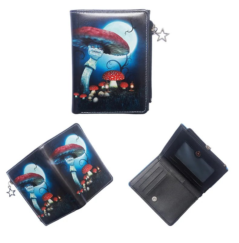 Skull Dark Halloween Theme Zipper PU Leather Wallet Cartoon Short Bilfold Purse Trendy Gift Skull Dark Halloween Theme Zipper PU Leather Wallet Cartoon Short Bilfold Purse Trendy Gift