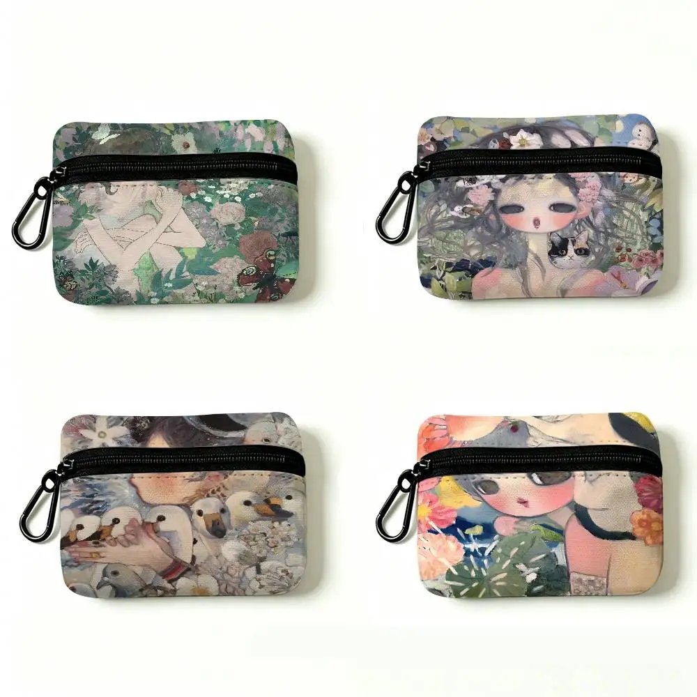 A-A-Three-Without-Roots Mysterious-Melancholic Waterproof Oxford Cloth Zipper Wallet Portable Hanging Small Coin Purse