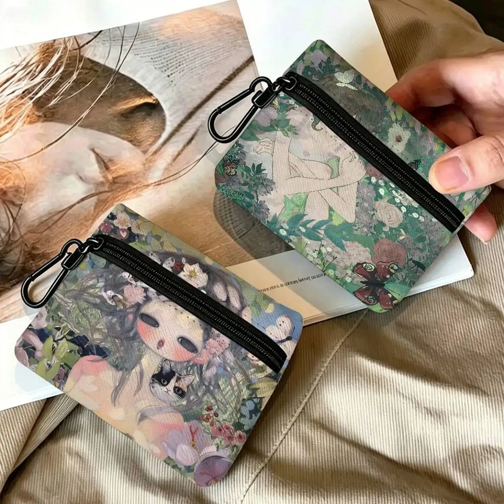 A-A-Three-Without-Roots Mysterious-Melancholic Waterproof Oxford Cloth Zipper Wallet Portable Hanging Small Coin Purse