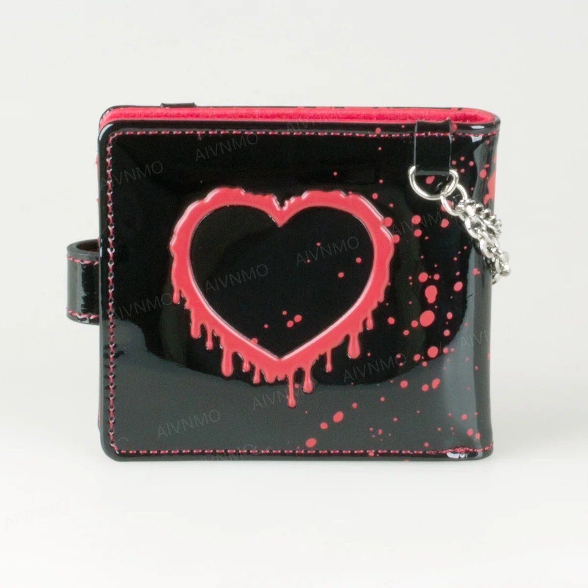 High-Quality 3D Bloodstain Heart Shaped Bifold Wallet with Chain Knife Design Halloween Personalized Card Holder ID Window Fashi High-Quality 3D Bloodstain Heart Shaped Bifold Wallet with Chain Knife Design Halloween Personalized Card Holder ID Window Fashi