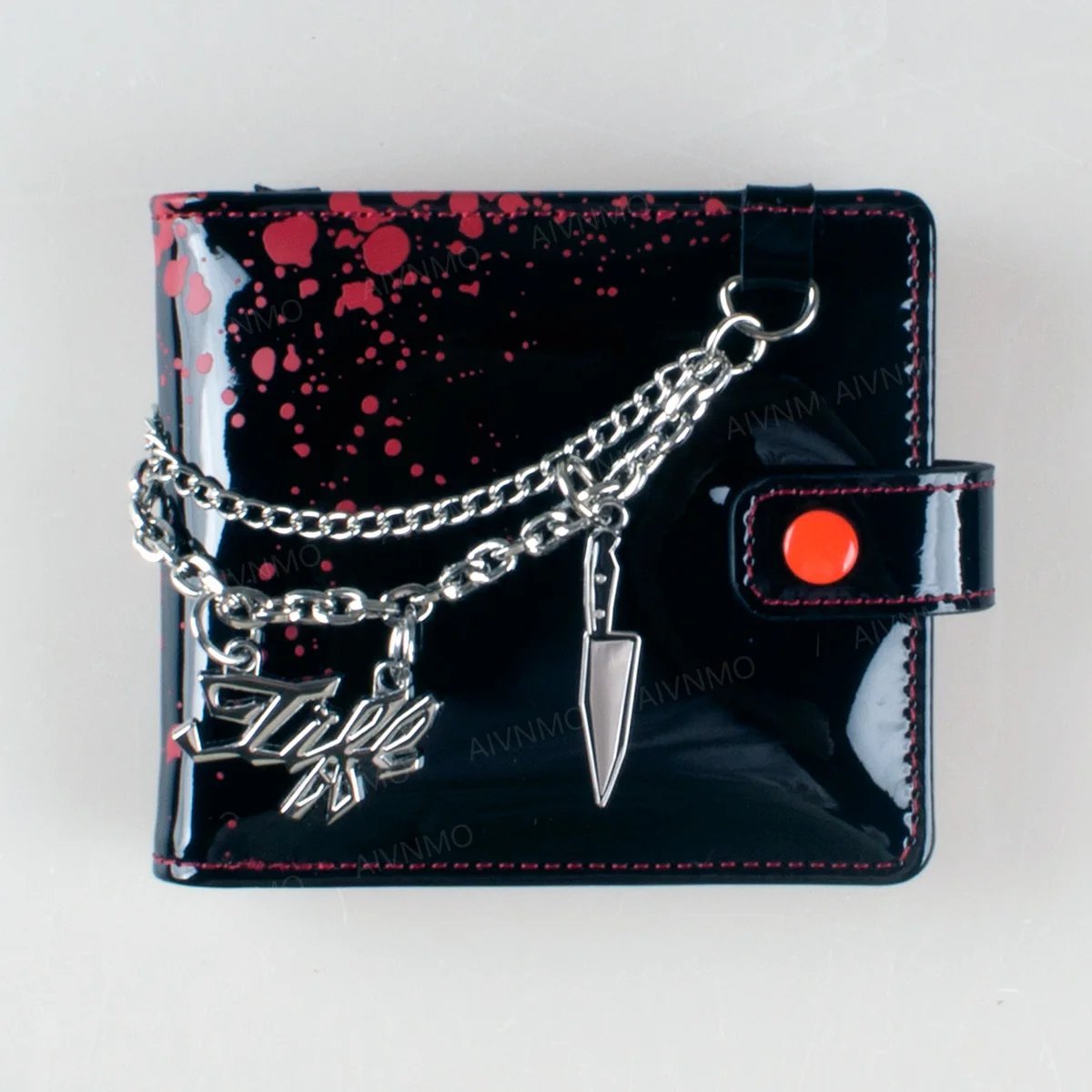 High-Quality 3D Bloodstain Heart Shaped Bifold Wallet with Chain Knife Design Halloween Personalized Card Holder ID Window Fashi High-Quality 3D Bloodstain Heart Shaped Bifold Wallet with Chain Knife Design Halloween Personalized Card Holder ID Window Fashi