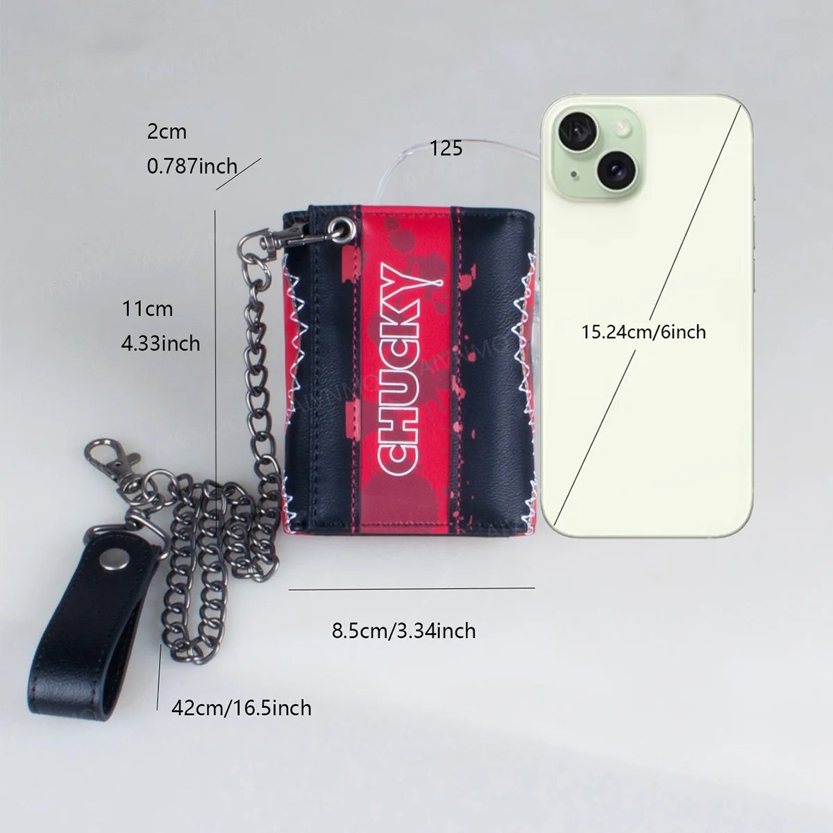 Three fold men's wallet with chain, personalized embroidered relief luminous card clip Three fold men's wallet with chain, personalized embroidered relief luminous card clip