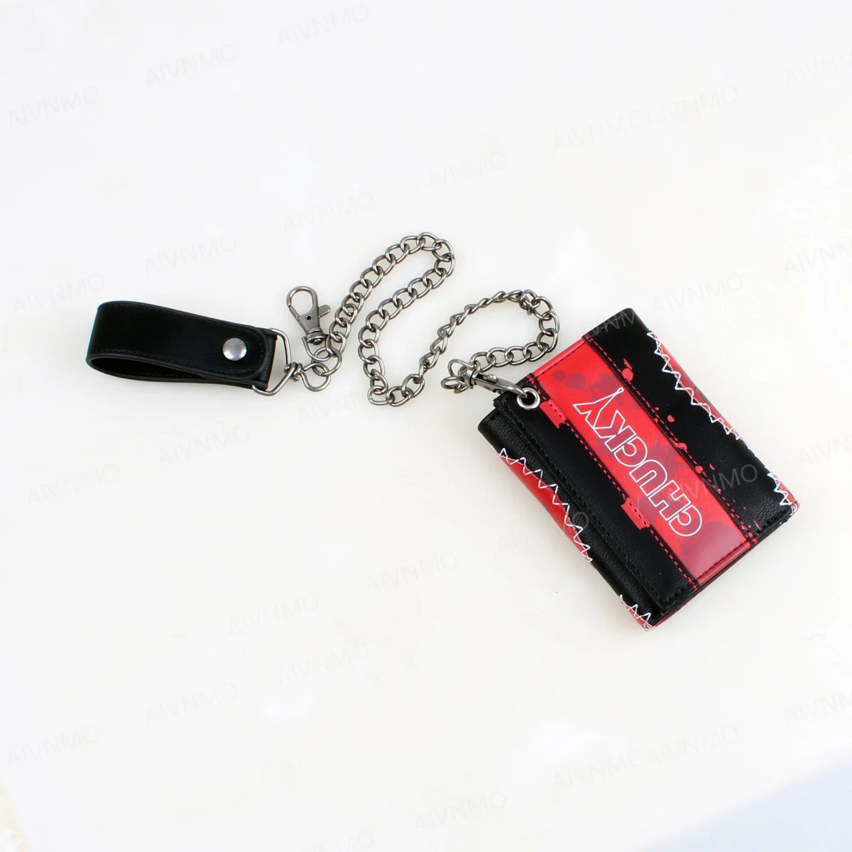 Three fold men's wallet with chain, personalized embroidered relief luminous card clip Three fold men's wallet with chain, personalized embroidered relief luminous card clip