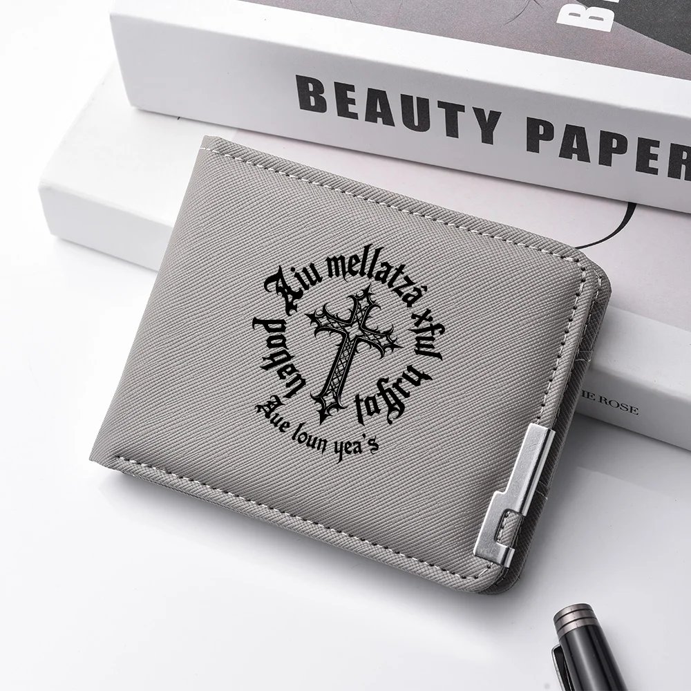 Men's Double-Fold Wallet With Cross-Letter Printed PU Leather Short Card Holder For Fashionable And Casual Use Men's Double-Fold Wallet With Cross-Letter Printed PU Leather Short Card Holder For Fashionable And Casual Use