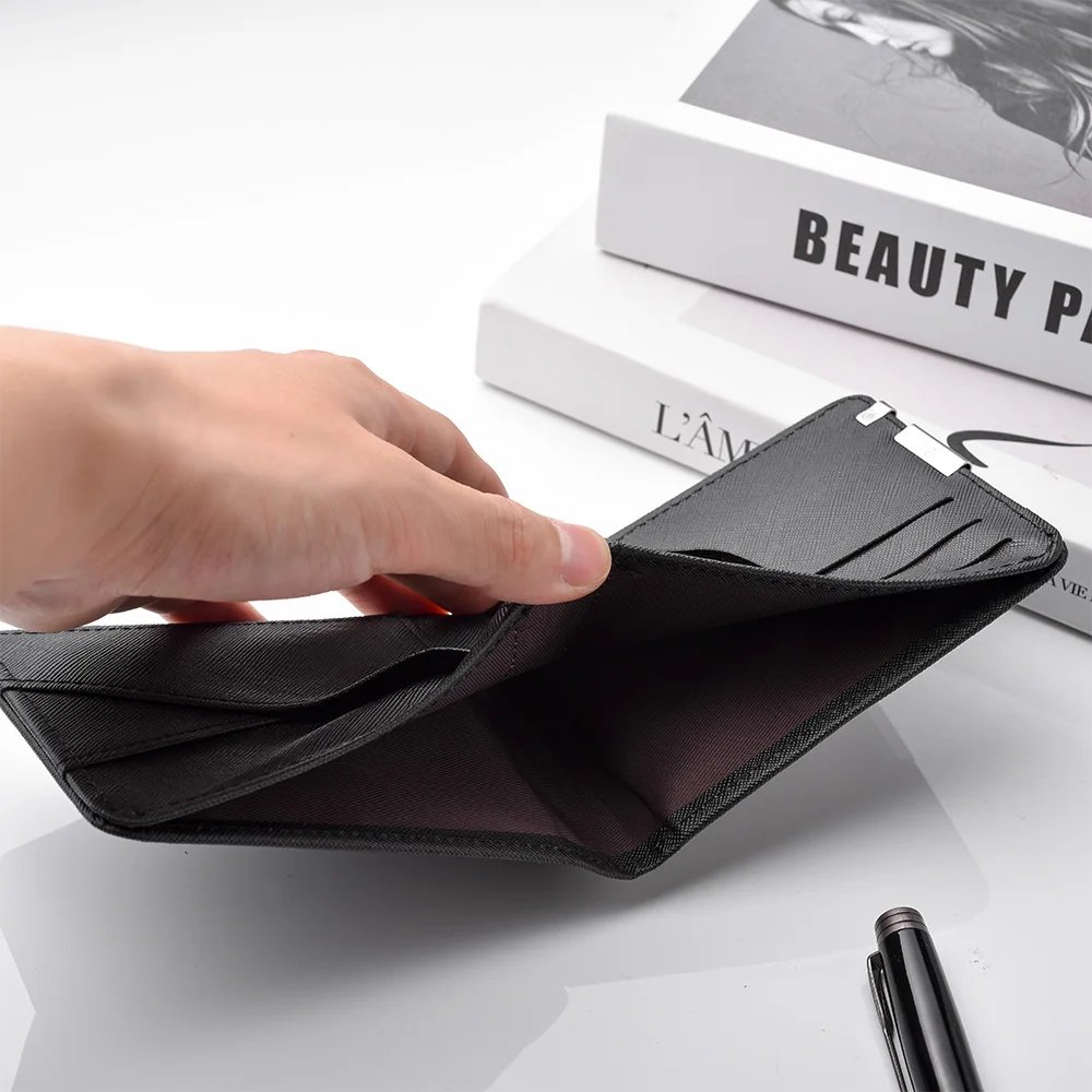 Men's Double-Fold Wallet With Cross-Letter Printed PU Leather Short Card Holder For Fashionable And Casual Use Men's Double-Fold Wallet With Cross-Letter Printed PU Leather Short Card Holder For Fashionable And Casual Use