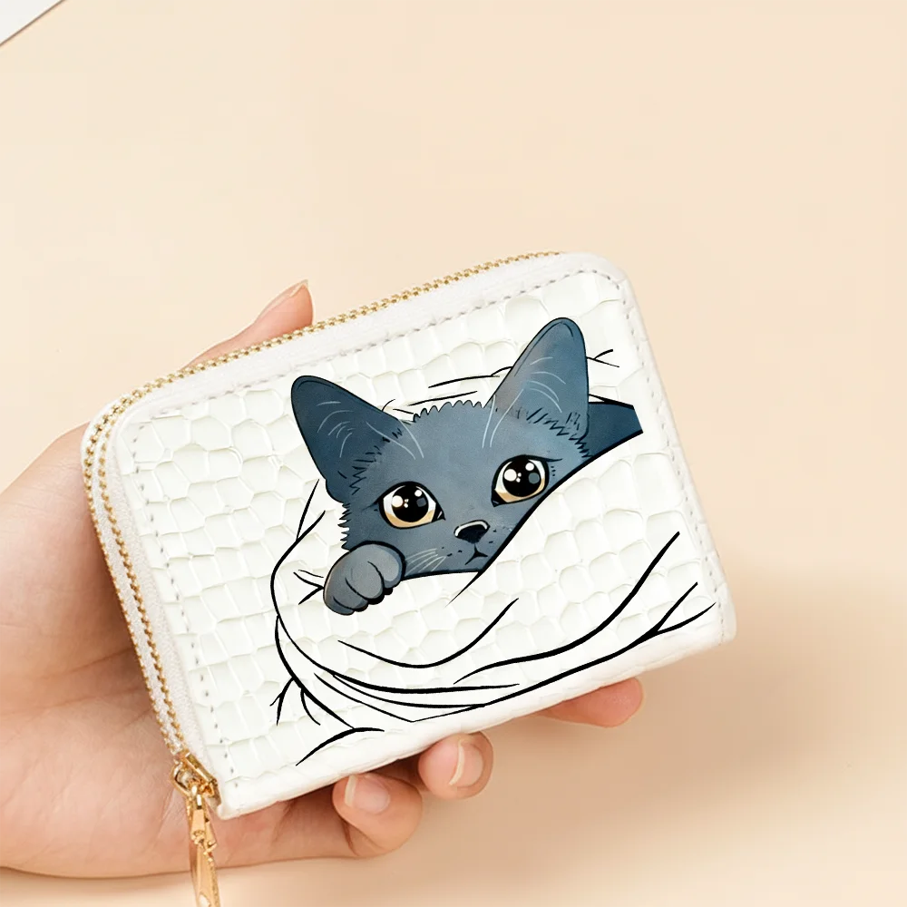 ZeAiLi Skull Black Rose Cat Cards Wallet Secure Double Zip Clutch PU Leather Purse with Card Slots Cartoon Storage Card Bag ZeAiLi Skull Black Rose Cat Cards Wallet Secure Double Zip Clutch PU Leather Purse with Card Slots Cartoon Storage Card Bag