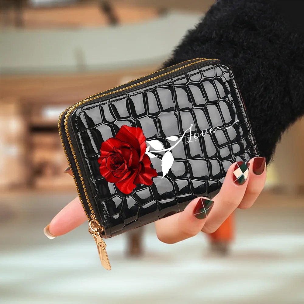 ZeAiLi Skull Black Rose Cat Cards Wallet Secure Double Zip Clutch PU Leather Purse with Card Slots Cartoon Storage Card Bag ZeAiLi Skull Black Rose Cat Cards Wallet Secure Double Zip Clutch PU Leather Purse with Card Slots Cartoon Storage Card Bag