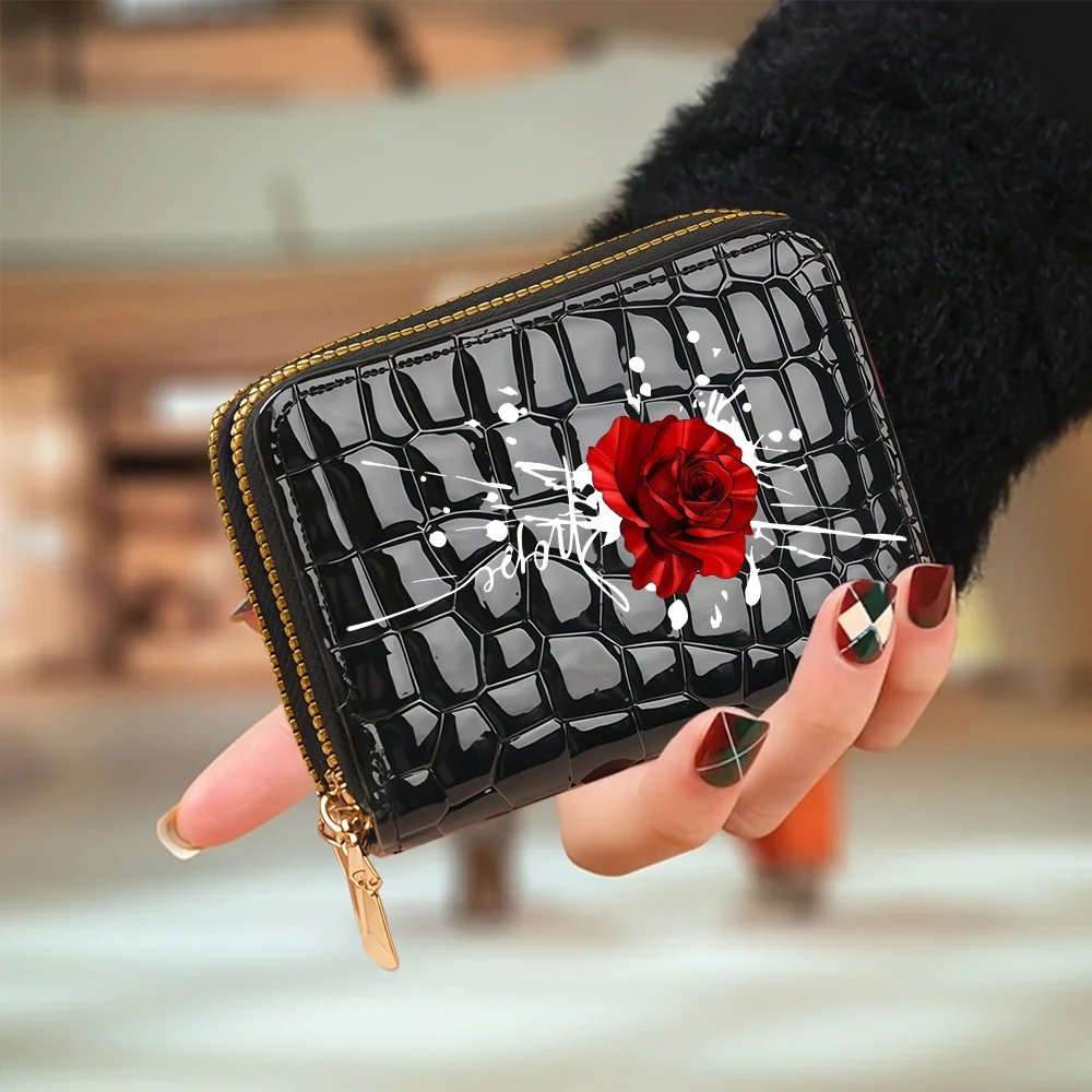 ZeAiLi Skull Black Rose Cat Cards Wallet Secure Double Zip Clutch PU Leather Purse with Card Slots Cartoon Storage Card Bag ZeAiLi Skull Black Rose Cat Cards Wallet Secure Double Zip Clutch PU Leather Purse with Card Slots Cartoon Storage Card Bag