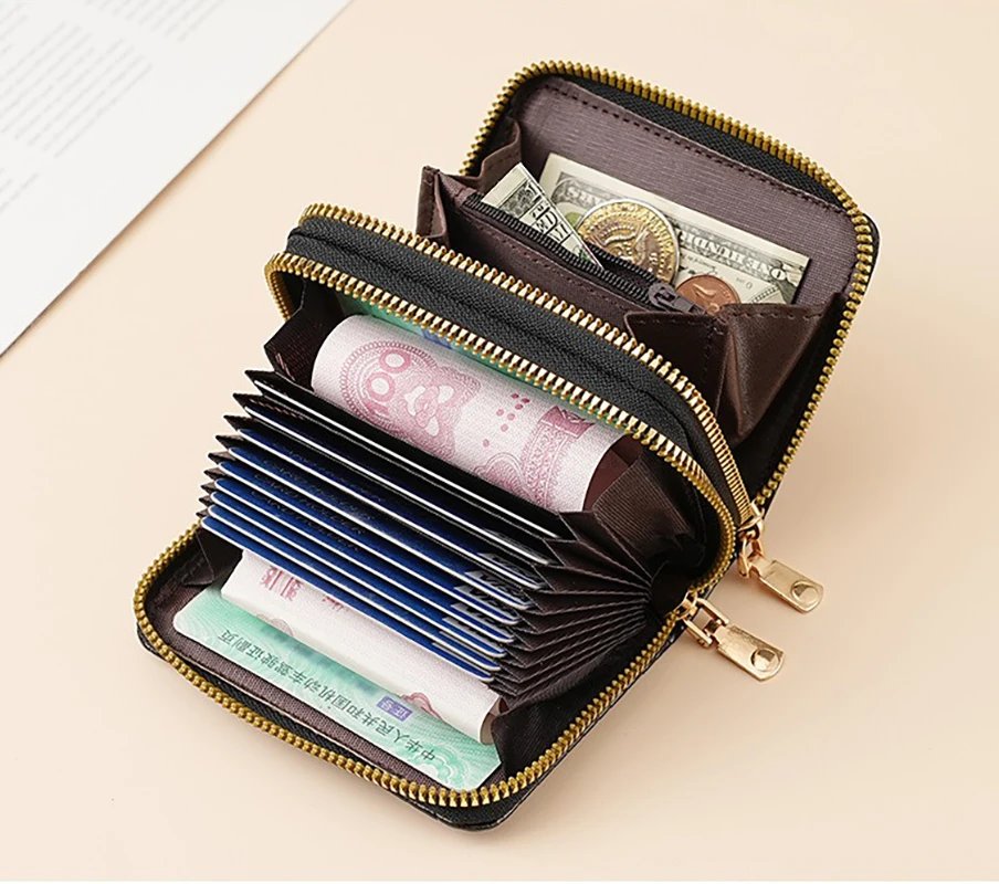 ZeAiLi Skull Black Rose Cat Cards Wallet Secure Double Zip Clutch PU Leather Purse with Card Slots Cartoon Storage Card Bag ZeAiLi Skull Black Rose Cat Cards Wallet Secure Double Zip Clutch PU Leather Purse with Card Slots Cartoon Storage Card Bag