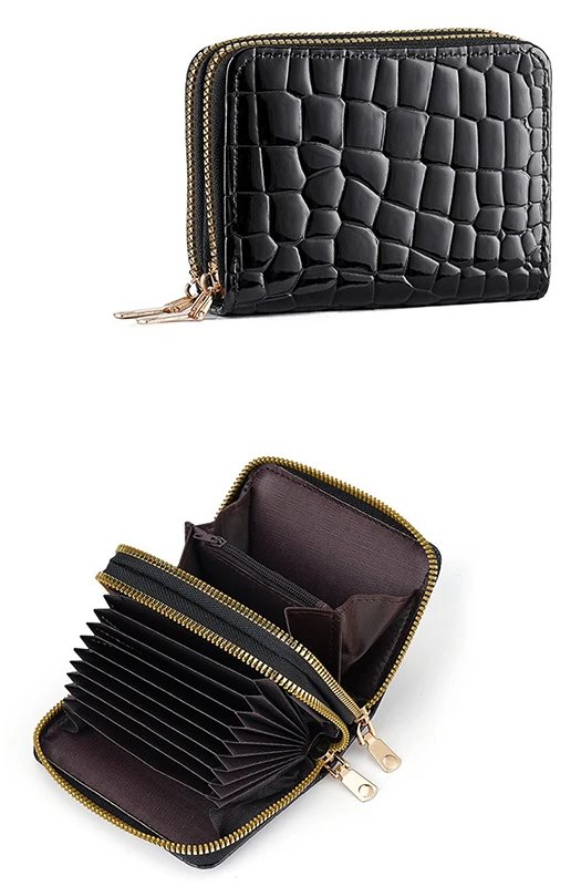 ZeAiLi Skull Black Rose Cat Cards Wallet Secure Double Zip Clutch PU Leather Purse with Card Slots Cartoon Storage Card Bag ZeAiLi Skull Black Rose Cat Cards Wallet Secure Double Zip Clutch PU Leather Purse with Card Slots Cartoon Storage Card Bag
