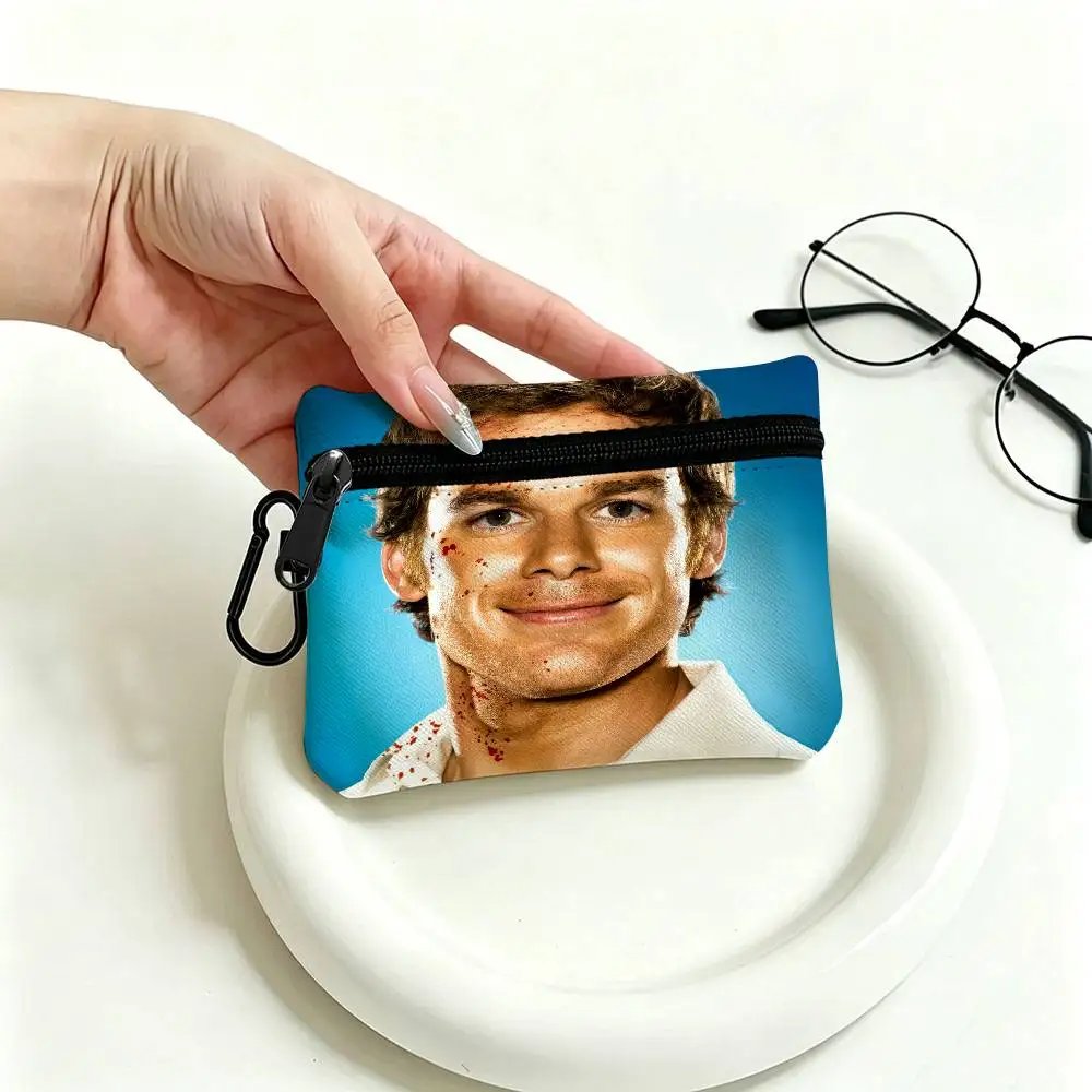 Dexter Morgan Character Waterproof Oxford Cloth Zipper Wallet Portable Hanging Small Coin Purse For Travel