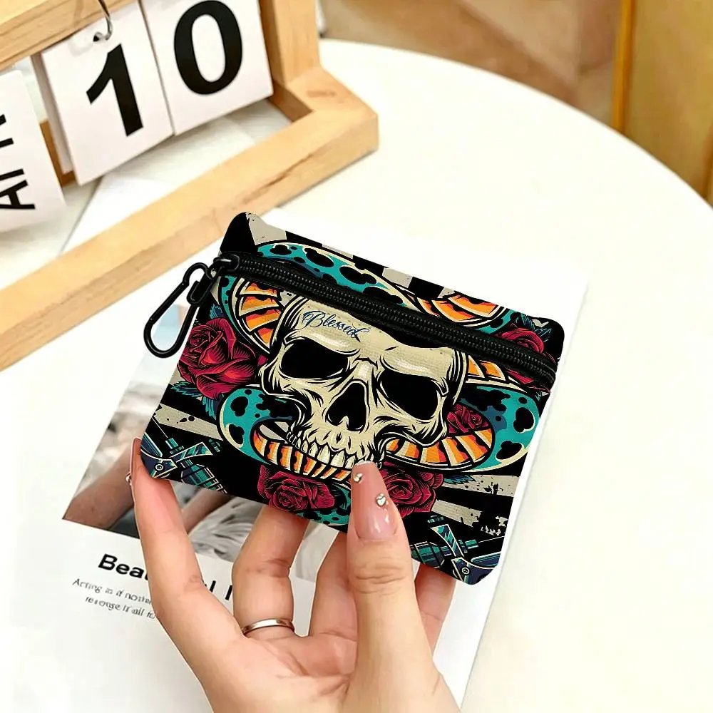 FASHION E-Ed H-har-dyS Oxford Fabric Zipper Pouch Lightweight Hanging Coin Wallet For Coins ID Cards Keys Lipstick Earbuds FASHION E-Ed H-har-dyS Oxford Fabric Zipper Pouch Lightweight Hanging Coin Wallet For Coins ID Cards Keys Lipstick Earbuds