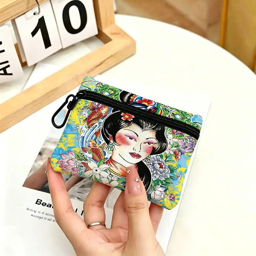 FASHION E-Ed H-har-dyS Oxford Fabric Zipper Pouch Lightweight Hanging Coin Wallet For Coins ID Cards Keys Lipstick Earbuds FASHION E-Ed H-har-dyS Oxford Fabric Zipper Pouch Lightweight Hanging Coin Wallet For Coins ID Cards Keys Lipstick Earbuds