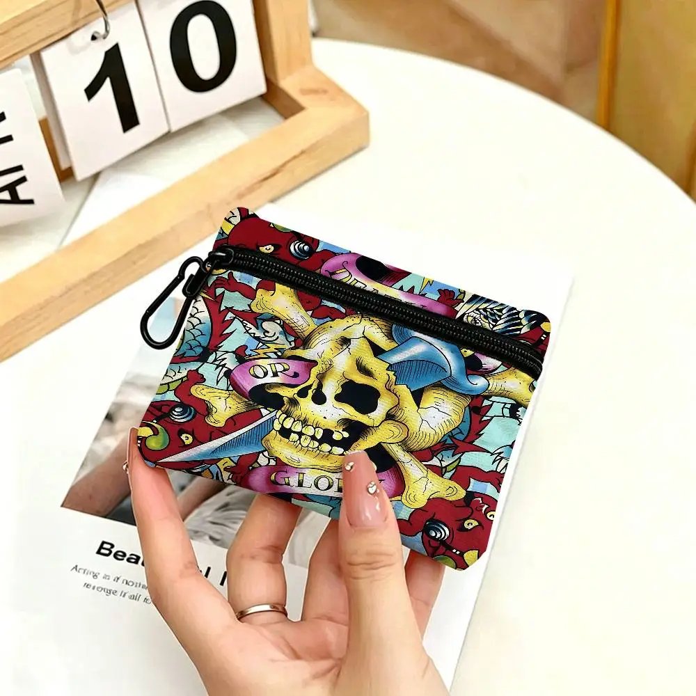 FASHION E-Ed H-har-dyS Oxford Fabric Zipper Pouch Lightweight Hanging Coin Wallet For Coins ID Cards Keys Lipstick Earbuds FASHION E-Ed H-har-dyS Oxford Fabric Zipper Pouch Lightweight Hanging Coin Wallet For Coins ID Cards Keys Lipstick Earbuds