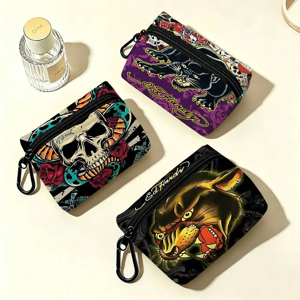 FASHION E-Ed H-har-dyS Oxford Fabric Zipper Pouch Lightweight Hanging Coin Wallet For Coins ID Cards Keys Lipstick Earbuds