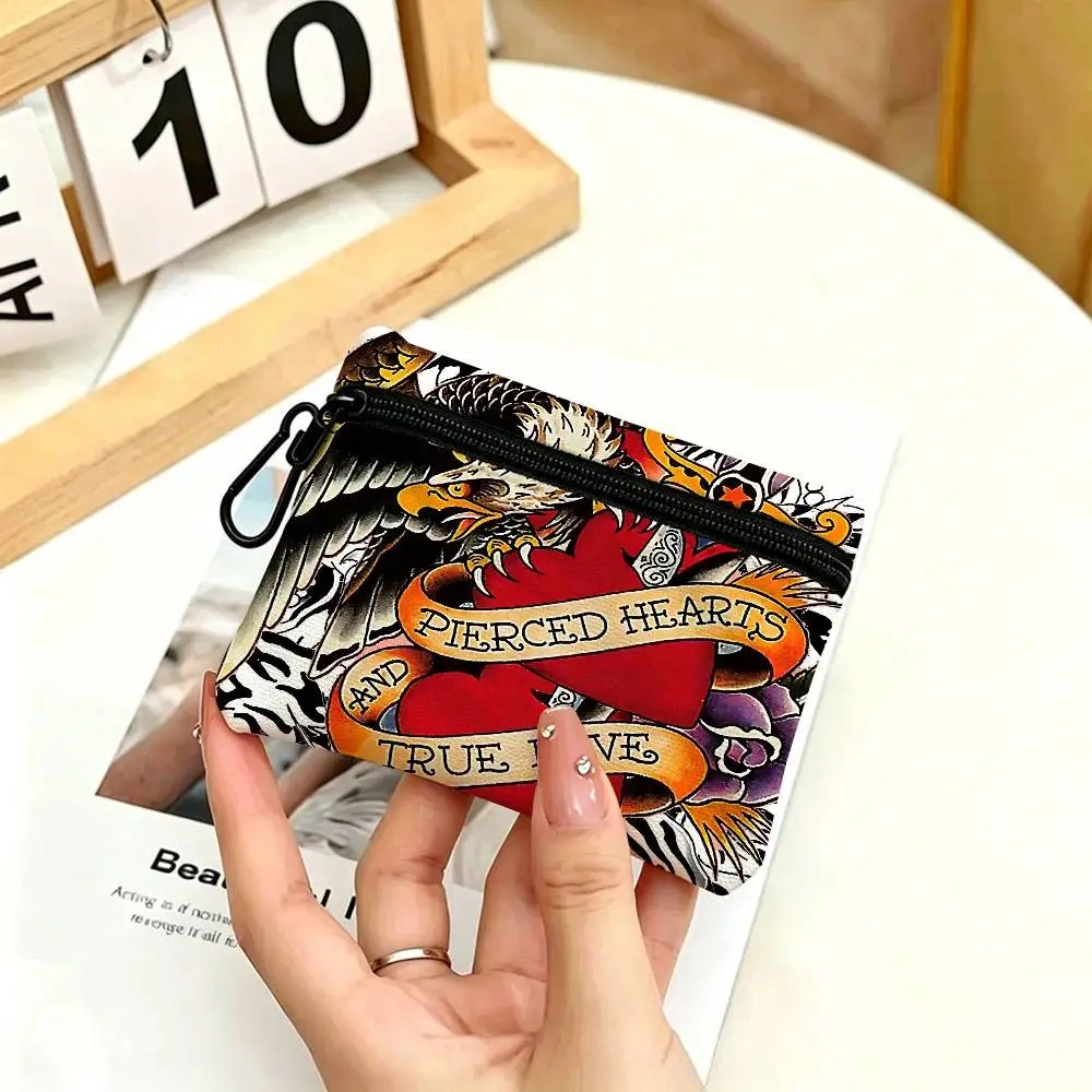 FASHION E-Ed H-har-dyS Oxford Fabric Zipper Pouch Lightweight Hanging Coin Wallet For Coins ID Cards Keys Lipstick Earbuds FASHION E-Ed H-har-dyS Oxford Fabric Zipper Pouch Lightweight Hanging Coin Wallet For Coins ID Cards Keys Lipstick Earbuds