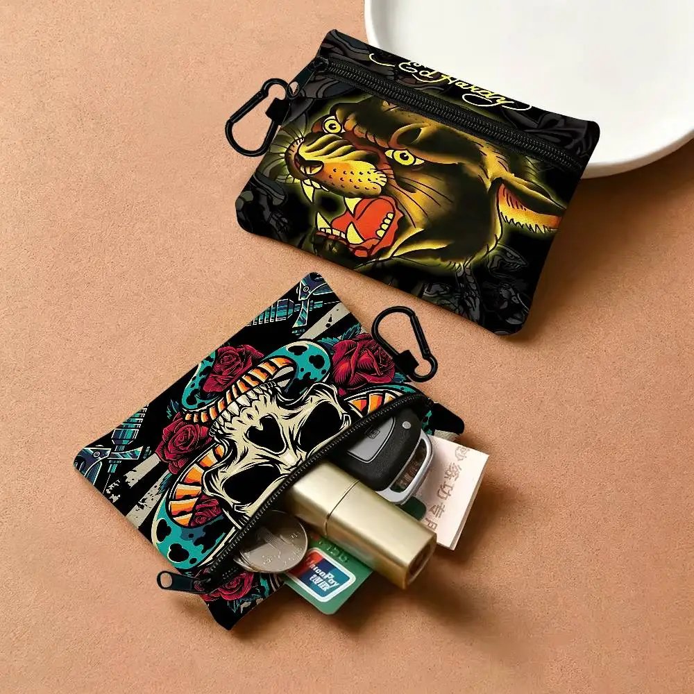 FASHION E-Ed H-har-dyS Oxford Fabric Zipper Pouch Lightweight Hanging Coin Wallet For Coins ID Cards Keys Lipstick Earbuds