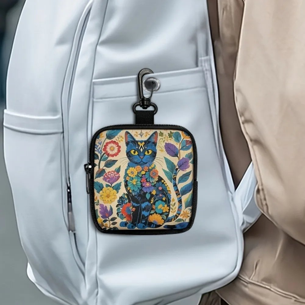 Durable Mini Coin Purse Artificial Leather Cat Print Wallet Waterproof Portable Earphone Bag Friends Gift Durable Mini Coin Purse Artificial Leather Cat Print Wallet Waterproof Portable Earphone Bag Friends Gift