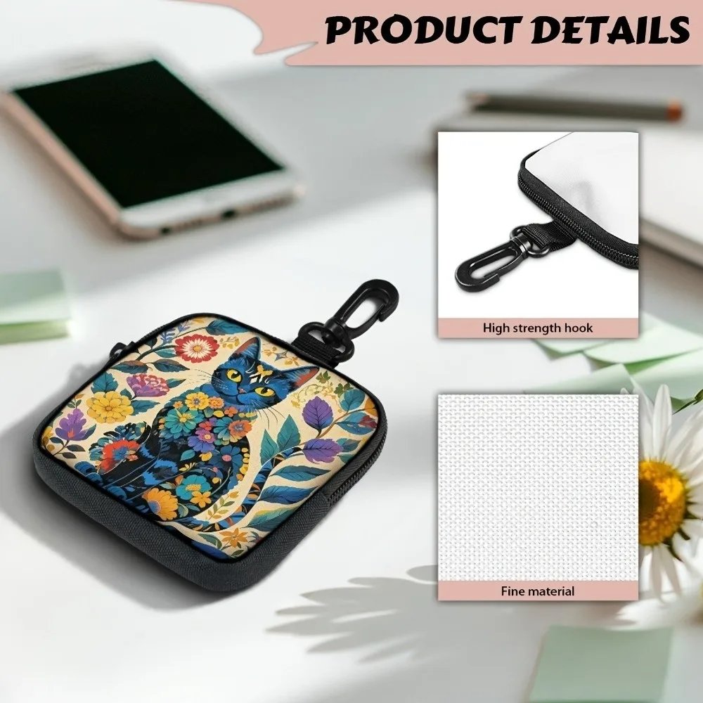 Durable Mini Coin Purse Artificial Leather Cat Print Wallet Waterproof Portable Earphone Bag Friends Gift Durable Mini Coin Purse Artificial Leather Cat Print Wallet Waterproof Portable Earphone Bag Friends Gift