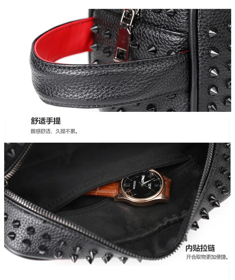 Stylish Biker-Inspired Studded Clutch Bag Men's Premium Wallet Travel Toiletry Bag Men's Handbag Halloween Gift Stylish Biker-Inspired Studded Clutch Bag Men's Premium Wallet Travel Toiletry Bag Men's Handbag Halloween Gift