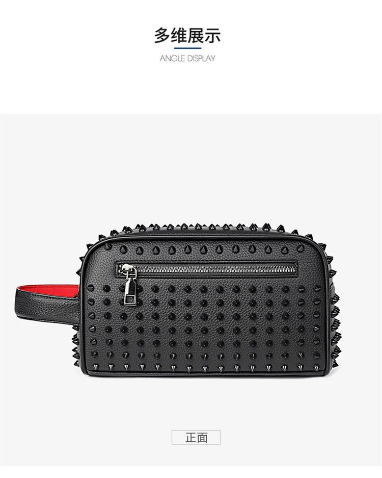 Stylish Biker-Inspired Studded Clutch Bag Men's Premium Wallet Travel Toiletry Bag Men's Handbag Halloween Gift Stylish Biker-Inspired Studded Clutch Bag Men's Premium Wallet Travel Toiletry Bag Men's Handbag Halloween Gift