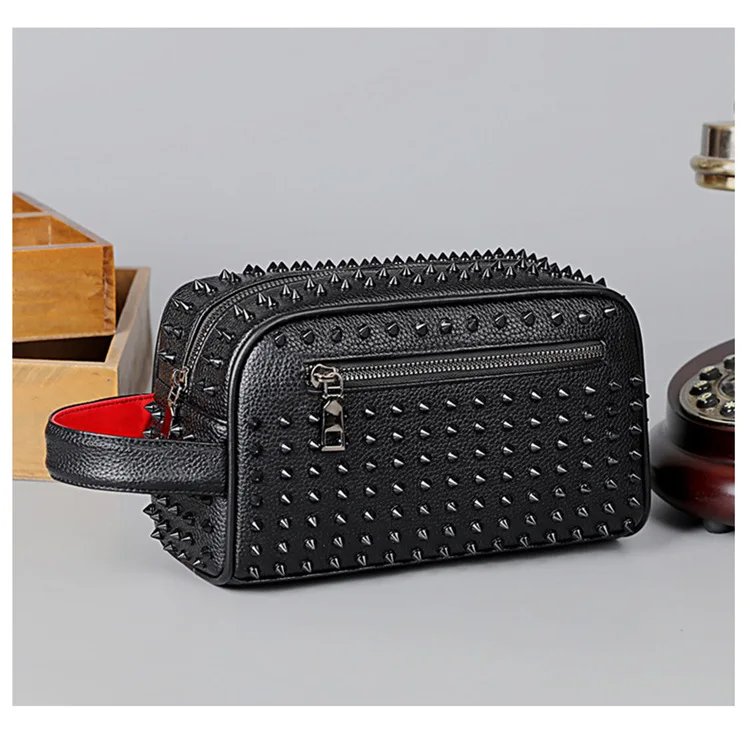 Stylish Biker-Inspired Studded Clutch Bag Men's Premium Wallet Travel Toiletry Bag Men's Handbag Halloween Gift Stylish Biker-Inspired Studded Clutch Bag Men's Premium Wallet Travel Toiletry Bag Men's Handbag Halloween Gift