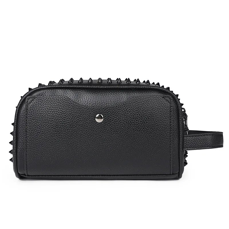 Stylish Biker-Inspired Studded Clutch Bag Men's Premium Wallet Travel Toiletry Bag Men's Handbag Halloween Gift