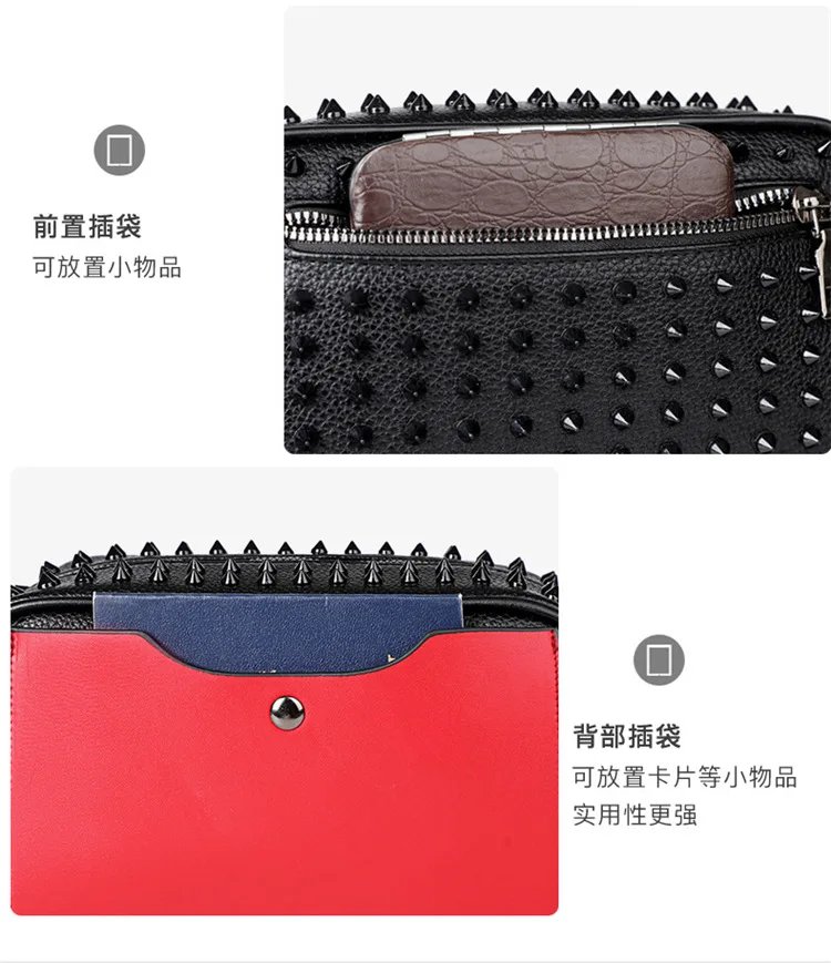 Stylish Biker-Inspired Studded Clutch Bag Men's Premium Wallet Travel Toiletry Bag Men's Handbag Halloween Gift Stylish Biker-Inspired Studded Clutch Bag Men's Premium Wallet Travel Toiletry Bag Men's Handbag Halloween Gift