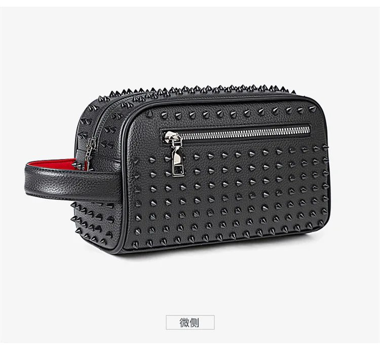 Stylish Biker-Inspired Studded Clutch Bag Men's Premium Wallet Travel Toiletry Bag Men's Handbag Halloween Gift Stylish Biker-Inspired Studded Clutch Bag Men's Premium Wallet Travel Toiletry Bag Men's Handbag Halloween Gift