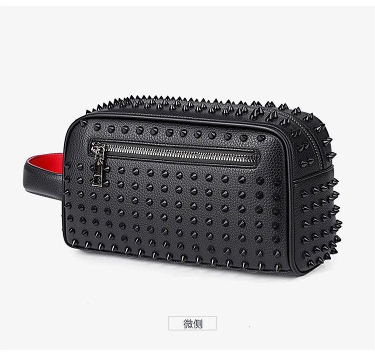 Stylish Biker-Inspired Studded Clutch Bag Men's Premium Wallet Travel Toiletry Bag Men's Handbag Halloween Gift Stylish Biker-Inspired Studded Clutch Bag Men's Premium Wallet Travel Toiletry Bag Men's Handbag Halloween Gift